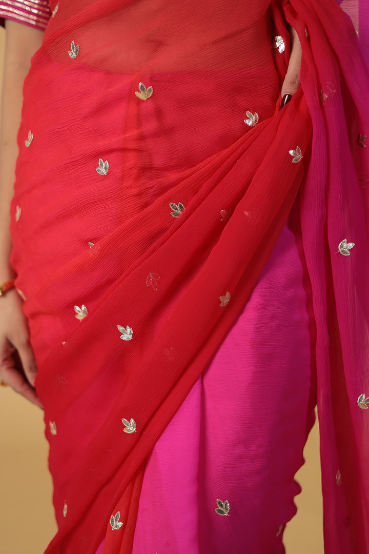 Shaded Chiffon Saree with Gota Patti work
