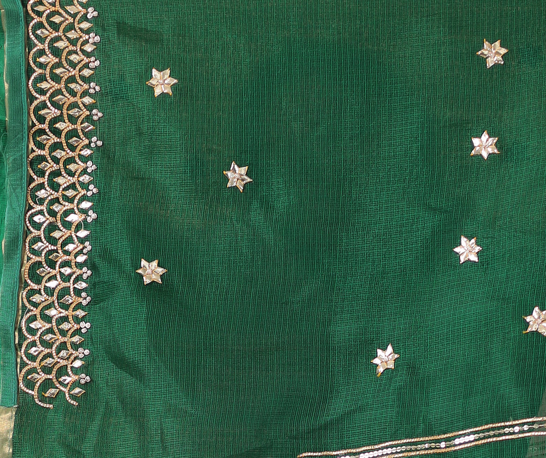 Kota Silk Saree with Detailed Gota and Pearl work Border