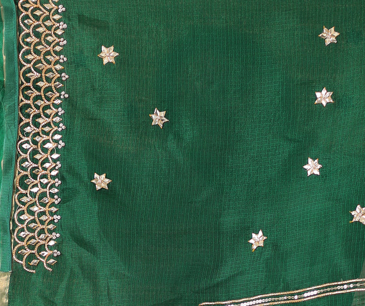 Kota Silk Saree with Detailed Gota and Pearl work Border