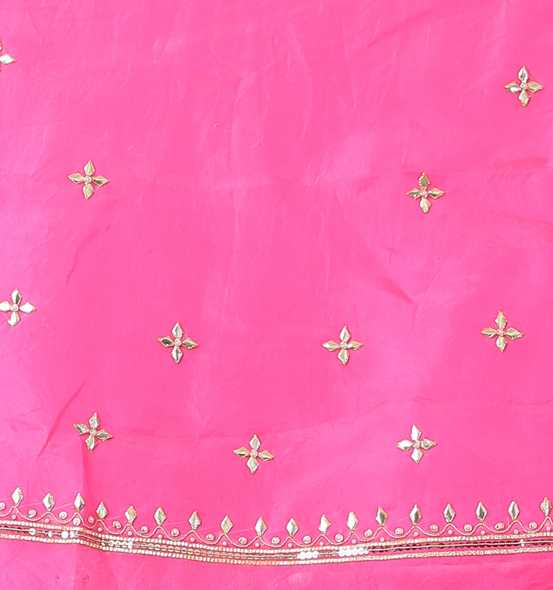 Double Shaded Red Organza Saree with Dori and Gota Patti work