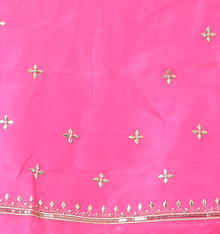 Double Shaded Red Organza Saree with Dori and Gota Patti work