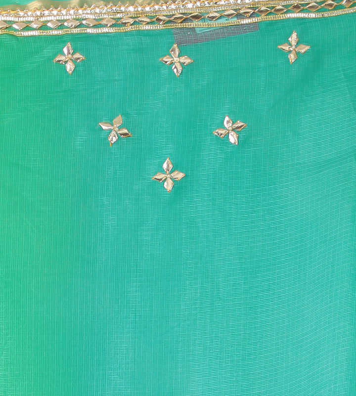 Double Shaded Kota Silk Saree Embroidered with Gota Patti work