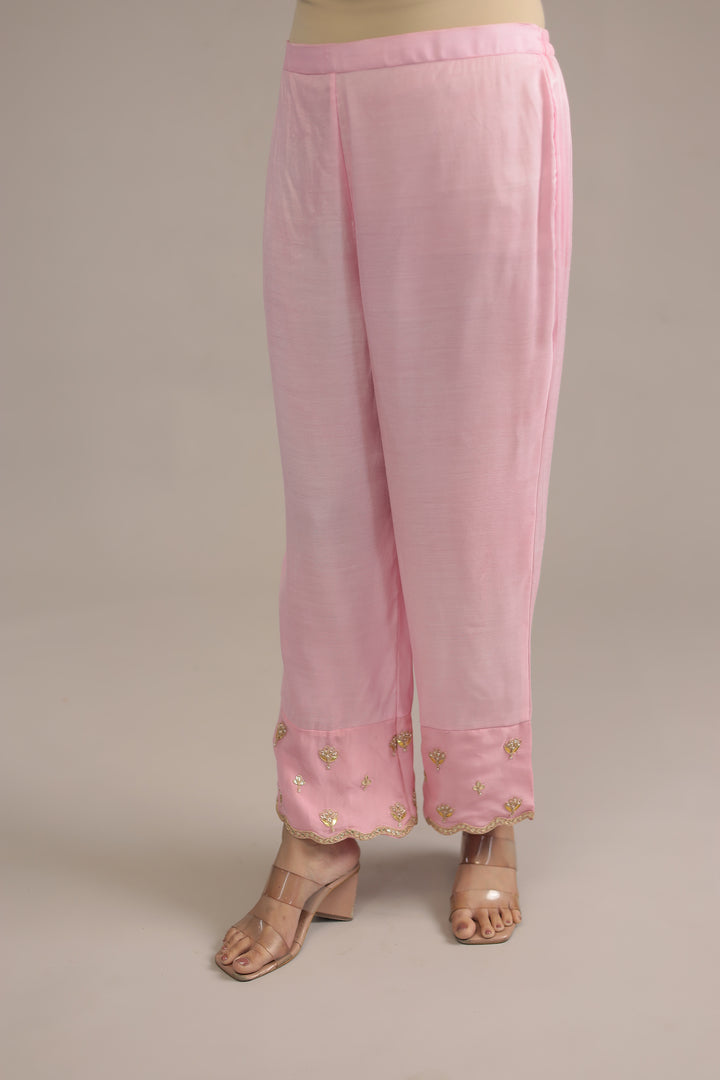 Light Pink Organza Kaftan with Dori, Gota Patti, Thread and Zardozi work