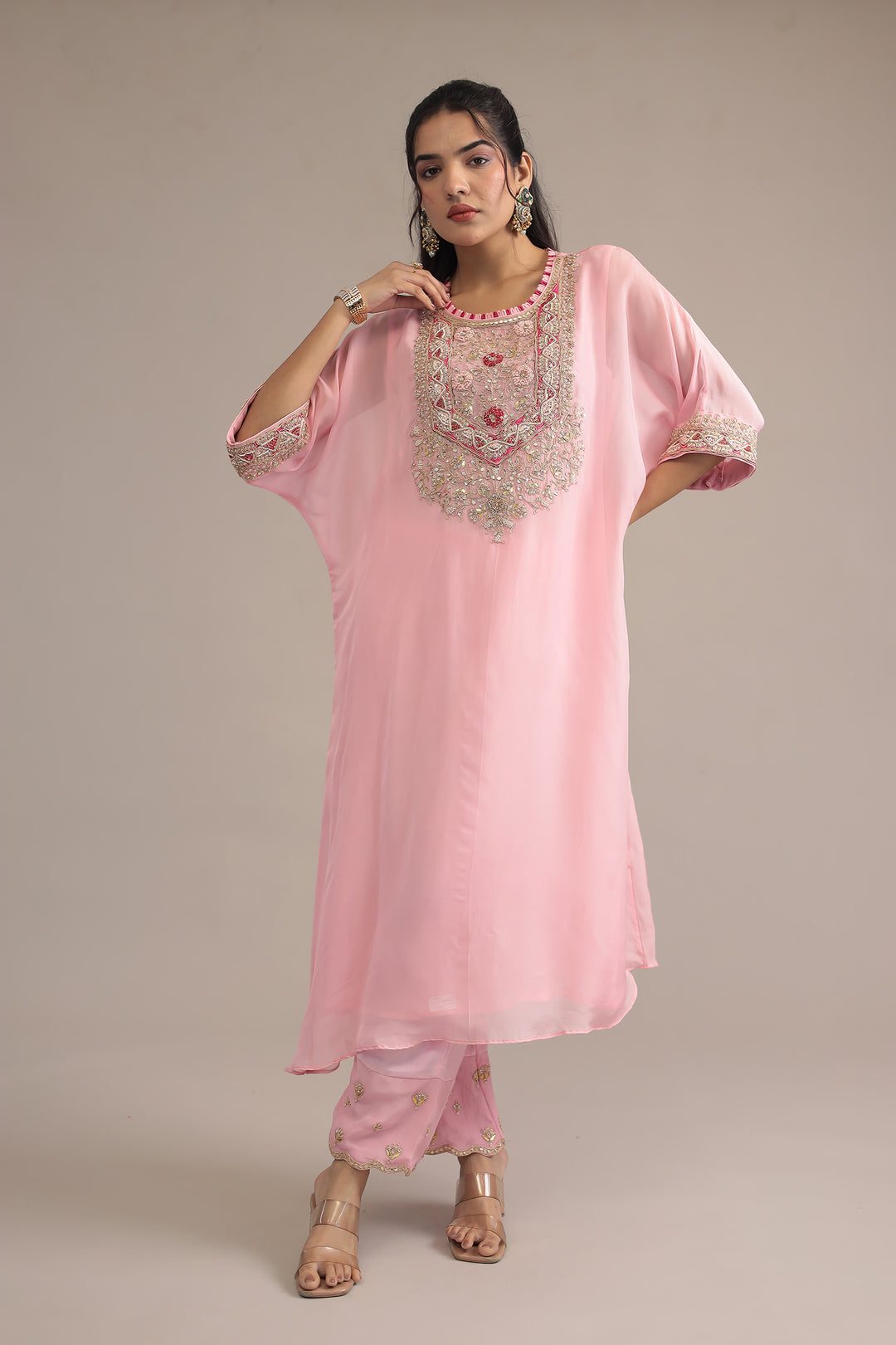Light Pink Organza Kaftan 