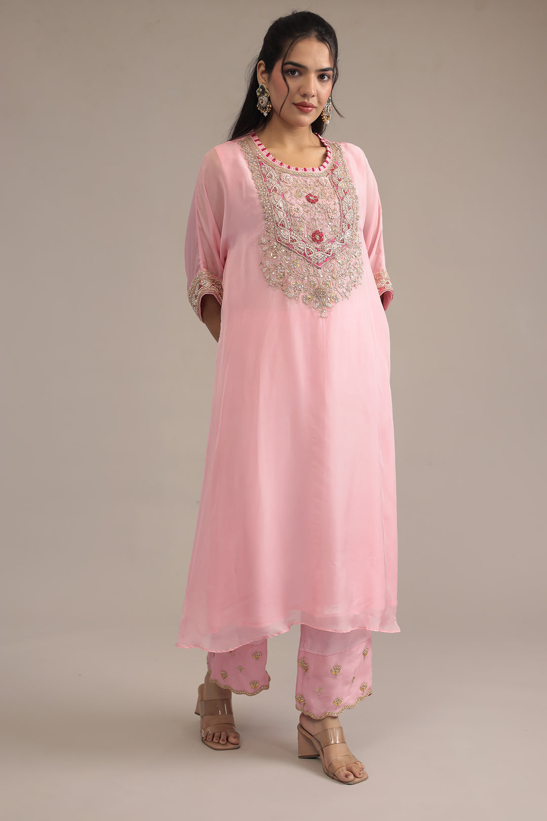 Pink Organza Kaftan Online