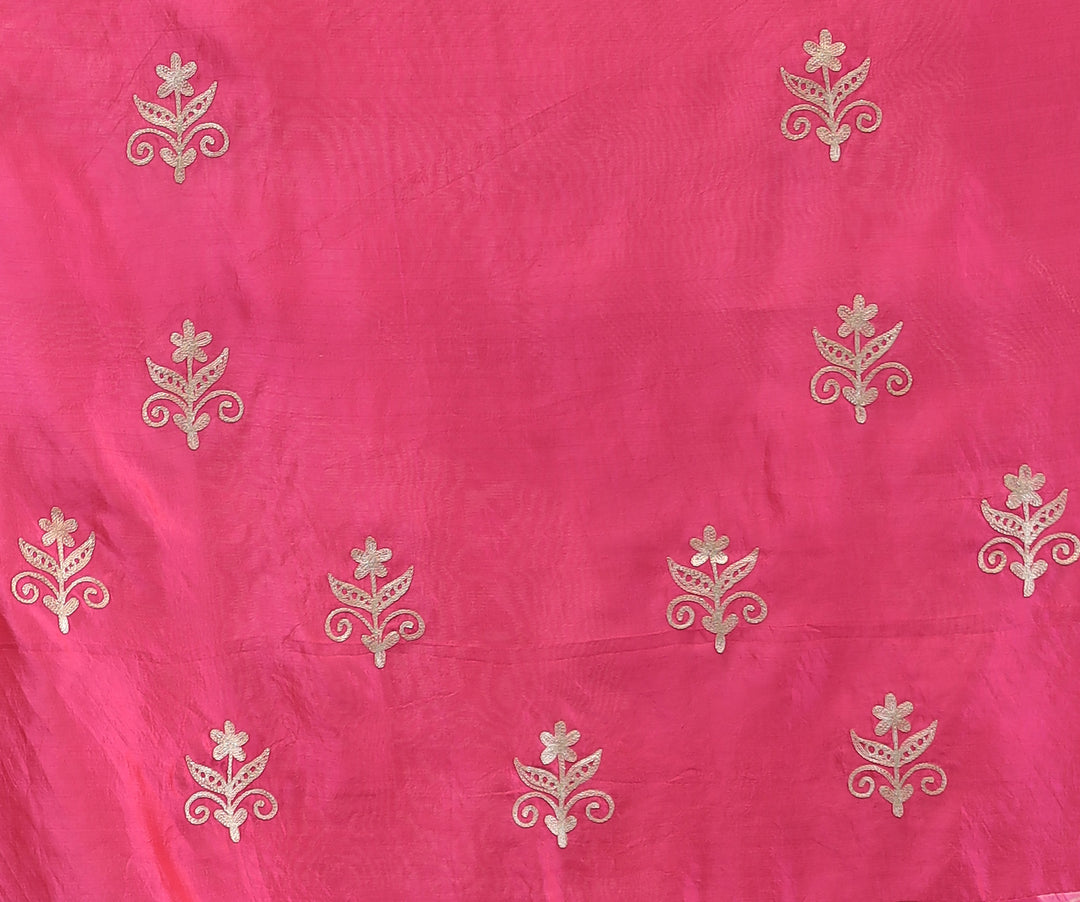 Light Blue Leheriya Tussar Silk  Saree  with Aari work