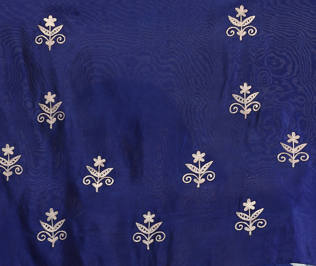 Light Blue Leheriya Tussar Silk  Saree  with Aari work