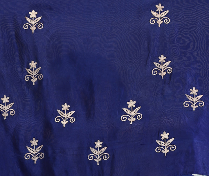 Light Blue Leheriya Tussar Silk  Saree  with Aari work