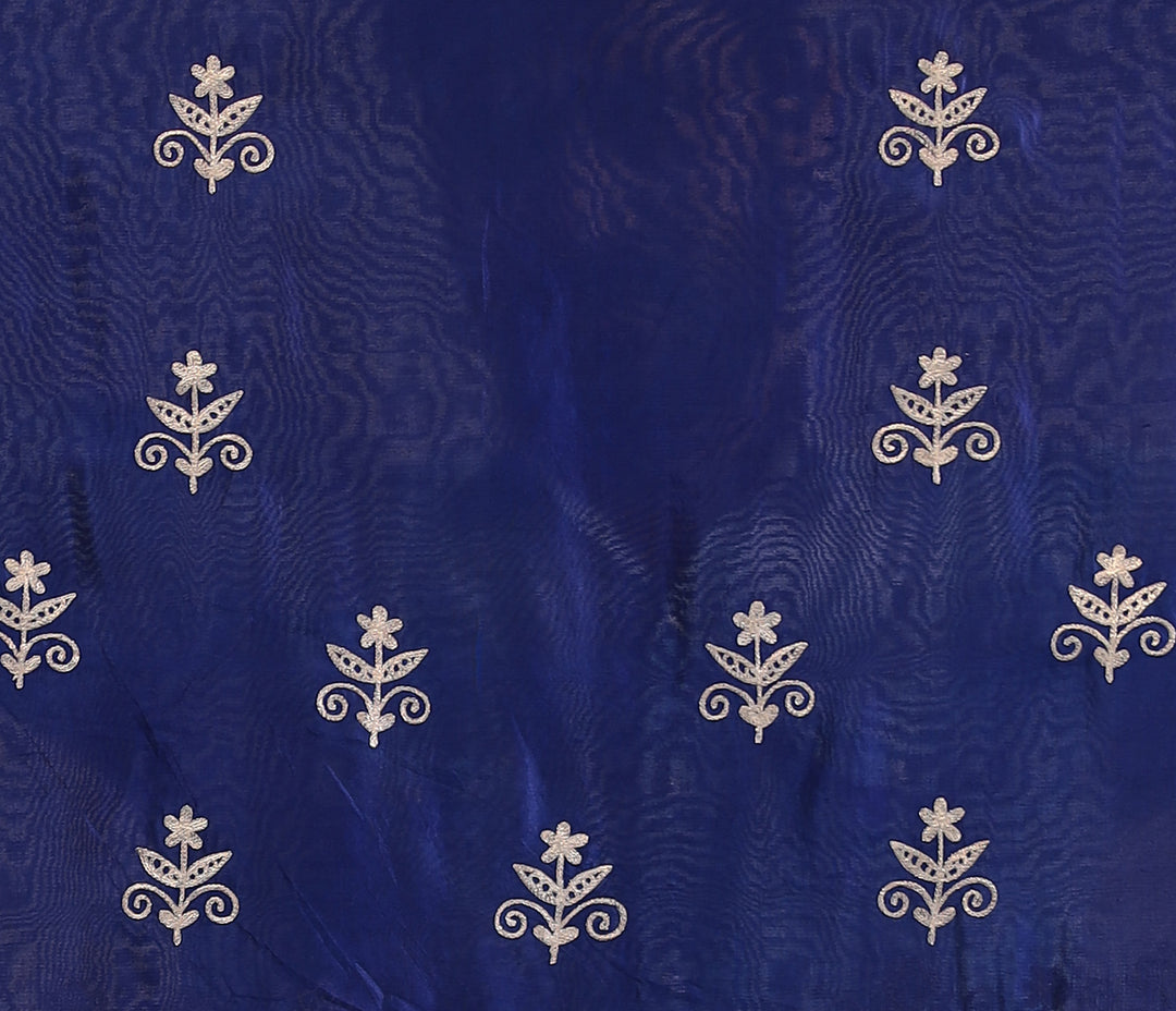 Light Blue Leheriya Tussar Silk  Saree  with Aari work