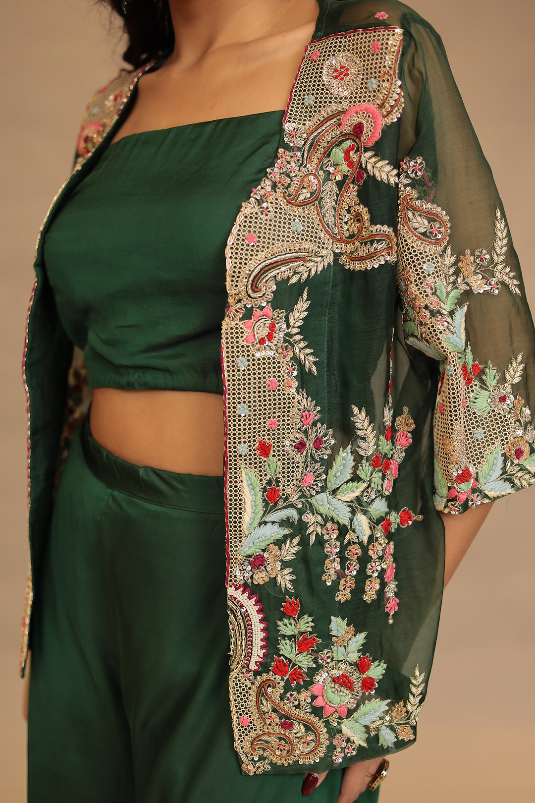 Silk Indowestern with Cutdana, Sequins and Zardozi work