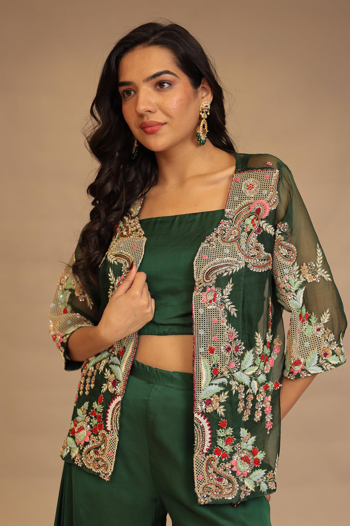 Silk Indowestern with Cutdana, Sequins and Zardozi work
