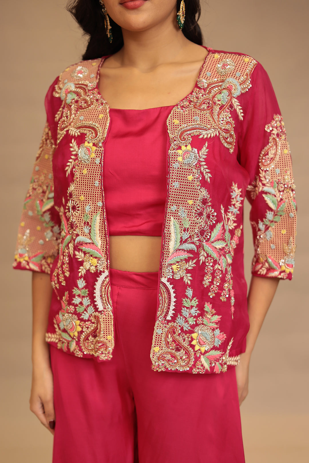 Silk Indowestern with Cutdana, Sequins and Zardozi work