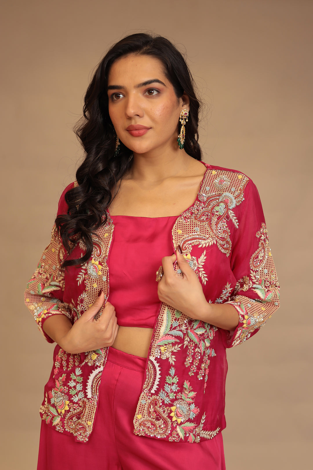 Silk Indowestern with Cutdana, Thread and Zardozi work