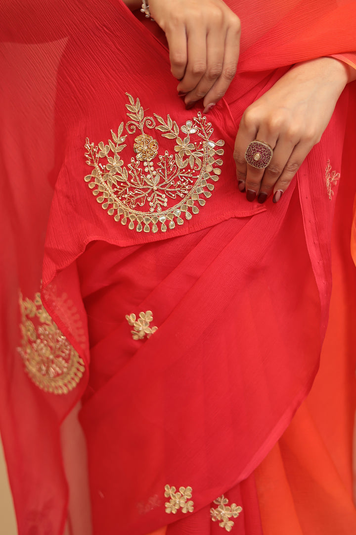 Chiffon Saree with Cutdana, Dori, Gota Patti, Pearl, Sequins work