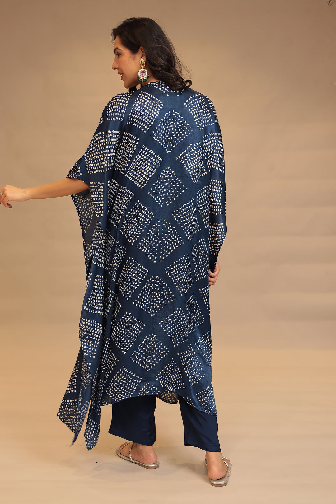 Gajji silk Kaftan with Bandhej, Pearl, Sequins, Thread, Zardozi work