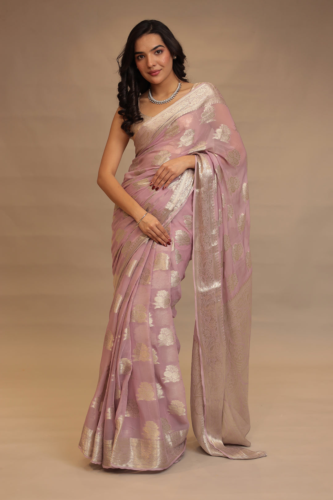 Georgette  Saree with Banarasi work