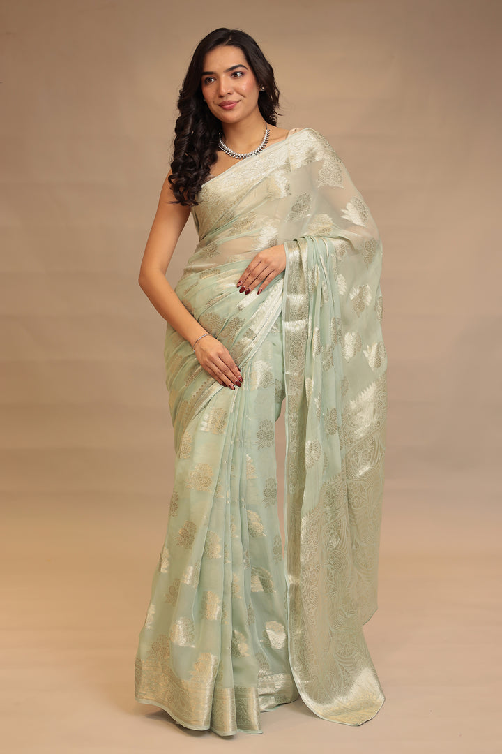Georgette  Saree with Banarasi work