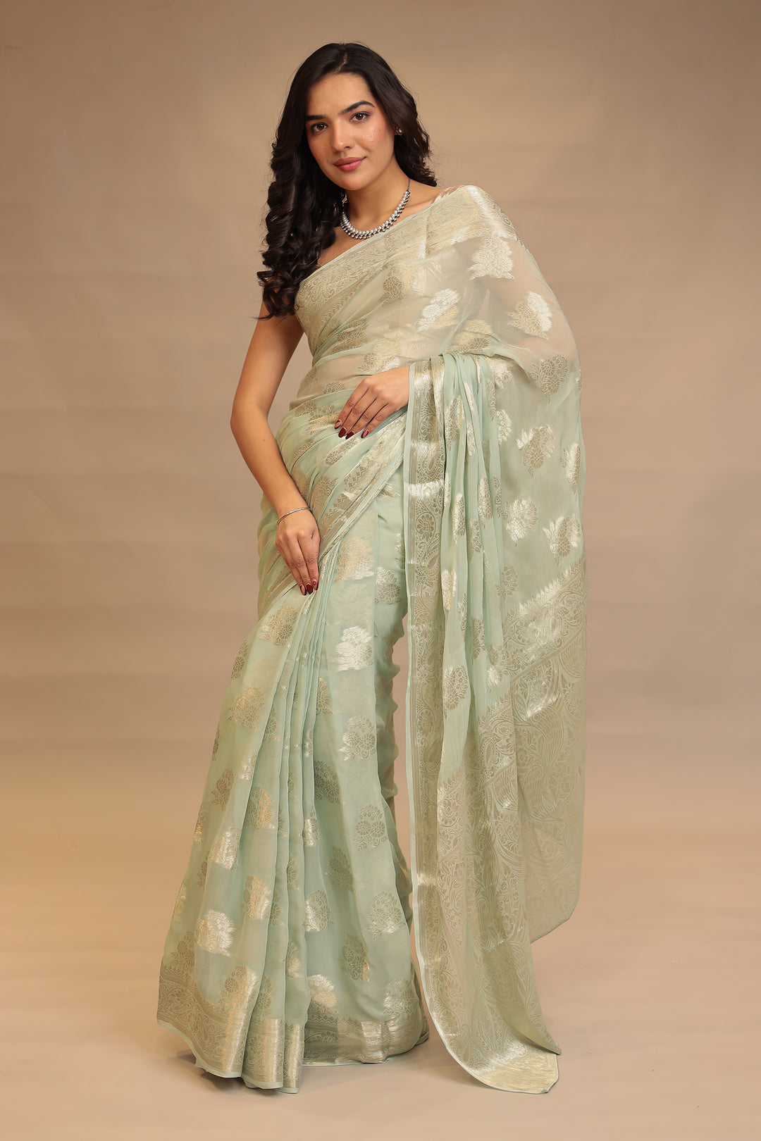 Georgette  Saree with Banarasi work