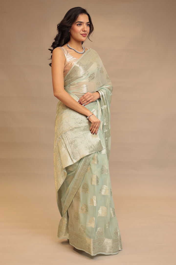 Georgette  Saree with Banarasi work