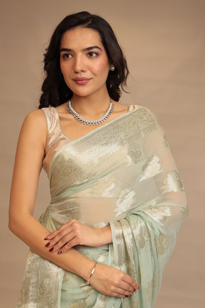 Georgette  Saree with Banarasi work