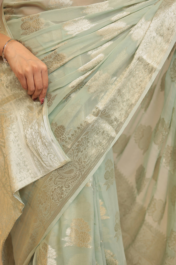Georgette  Saree with Banarasi work