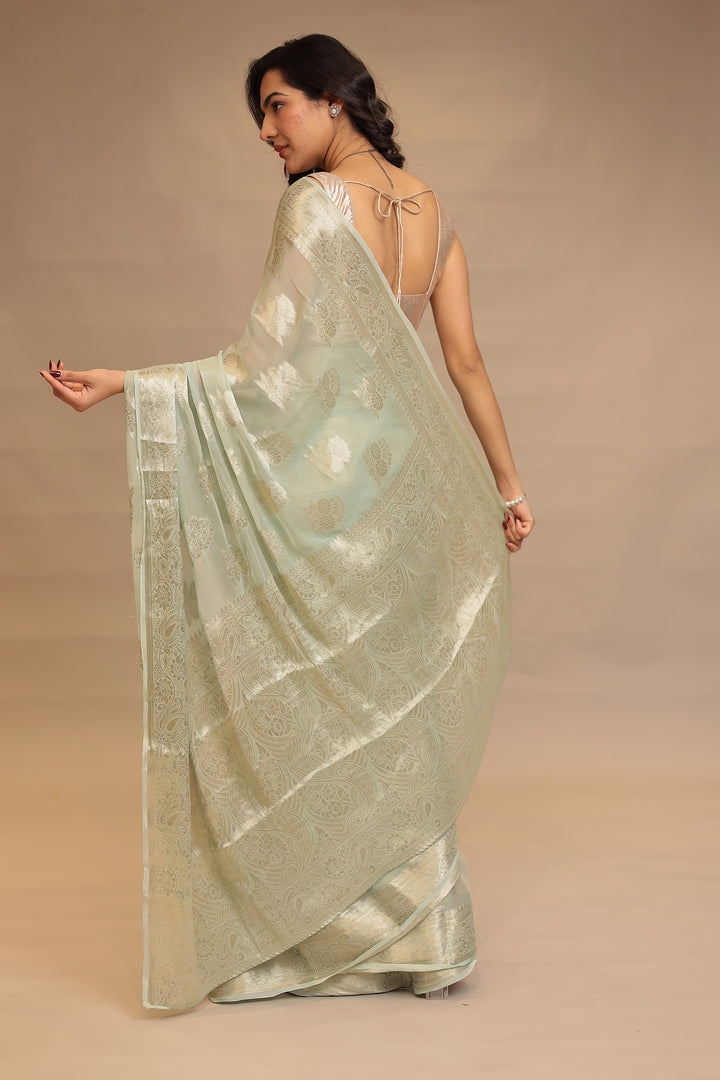 Georgette  Saree with Banarasi work