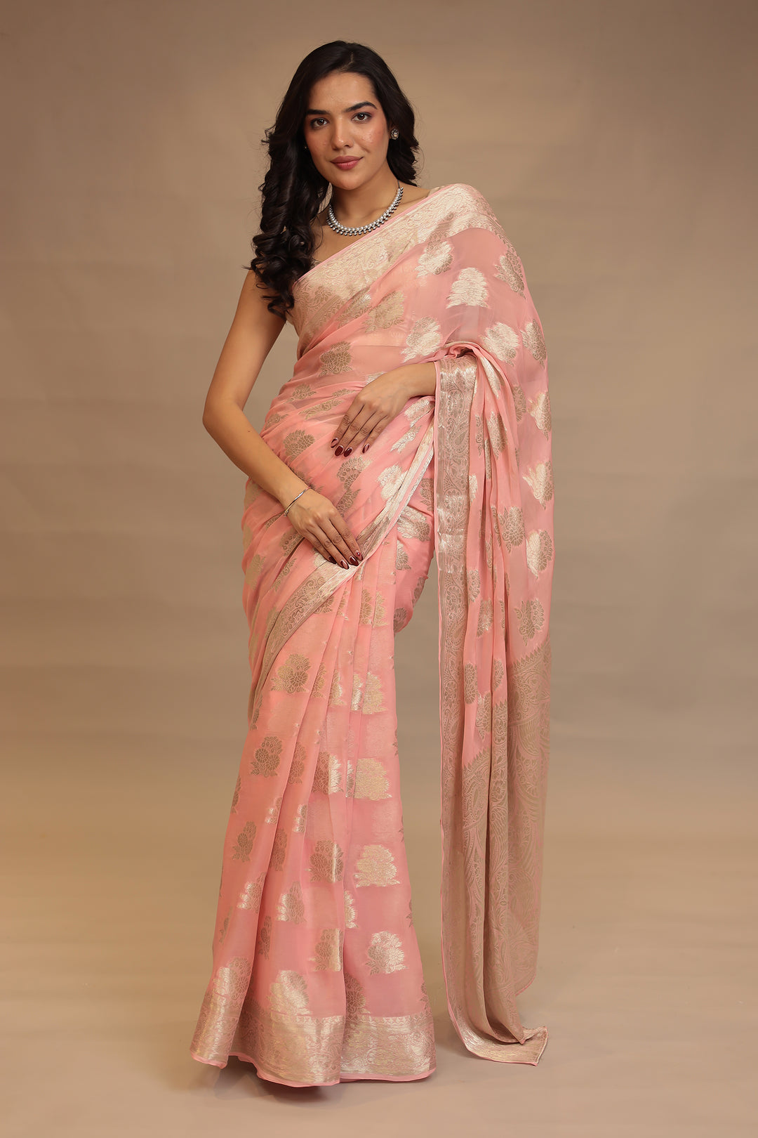Georgette  Saree with Banarasi work