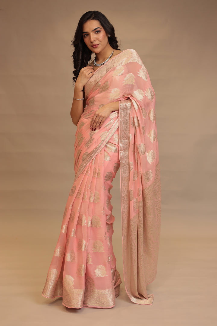 Georgette  Saree with Banarasi work