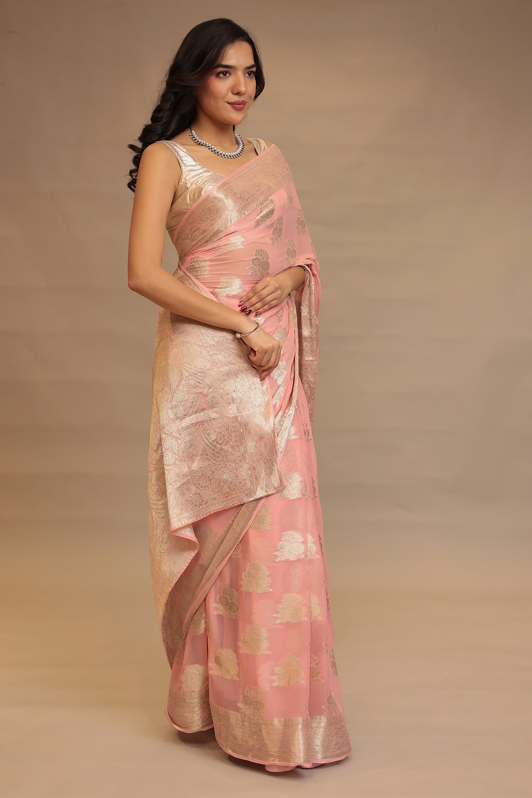 Georgette  Saree with Banarasi work
