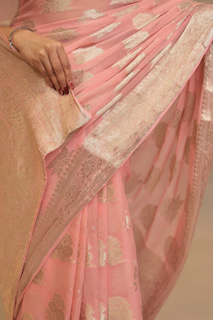 Georgette  Saree with Banarasi work