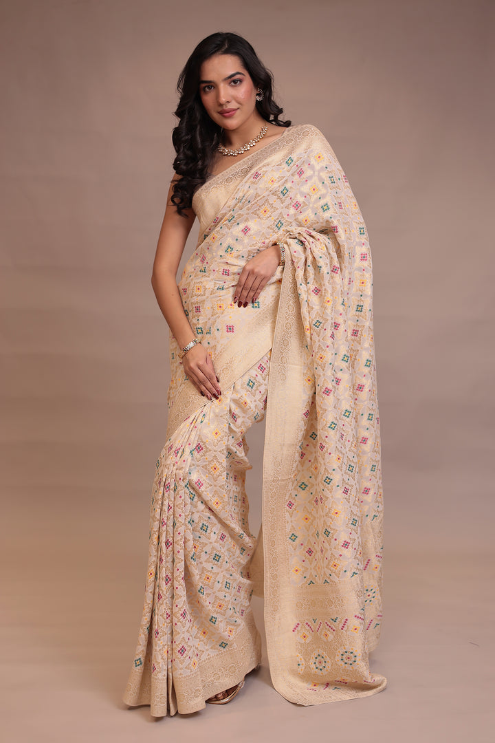 Powerloom Bandhej look Georgette Saree