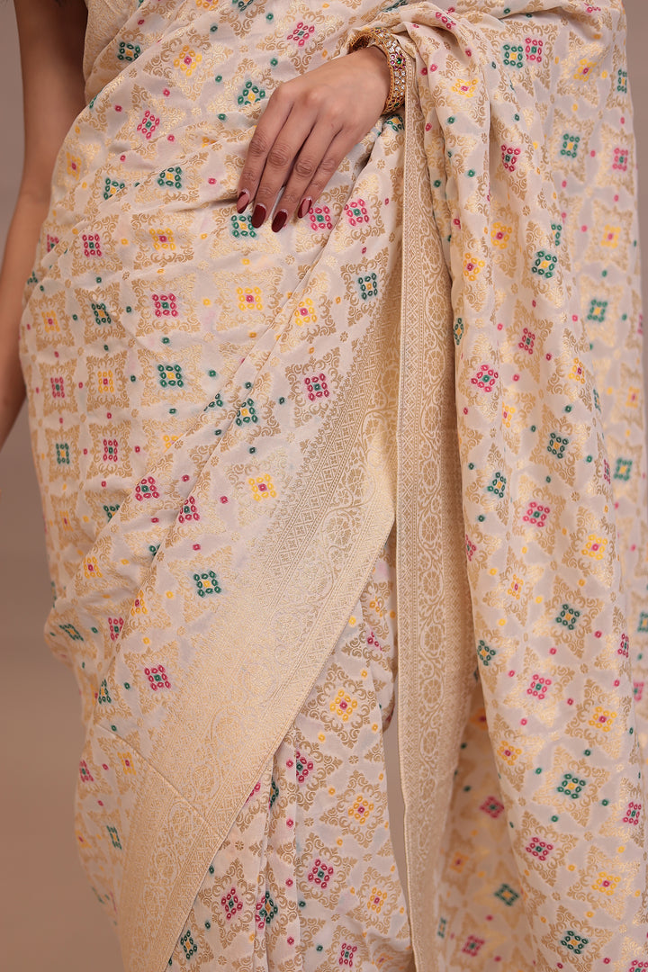 Powerloom Bandhej look Georgette Saree