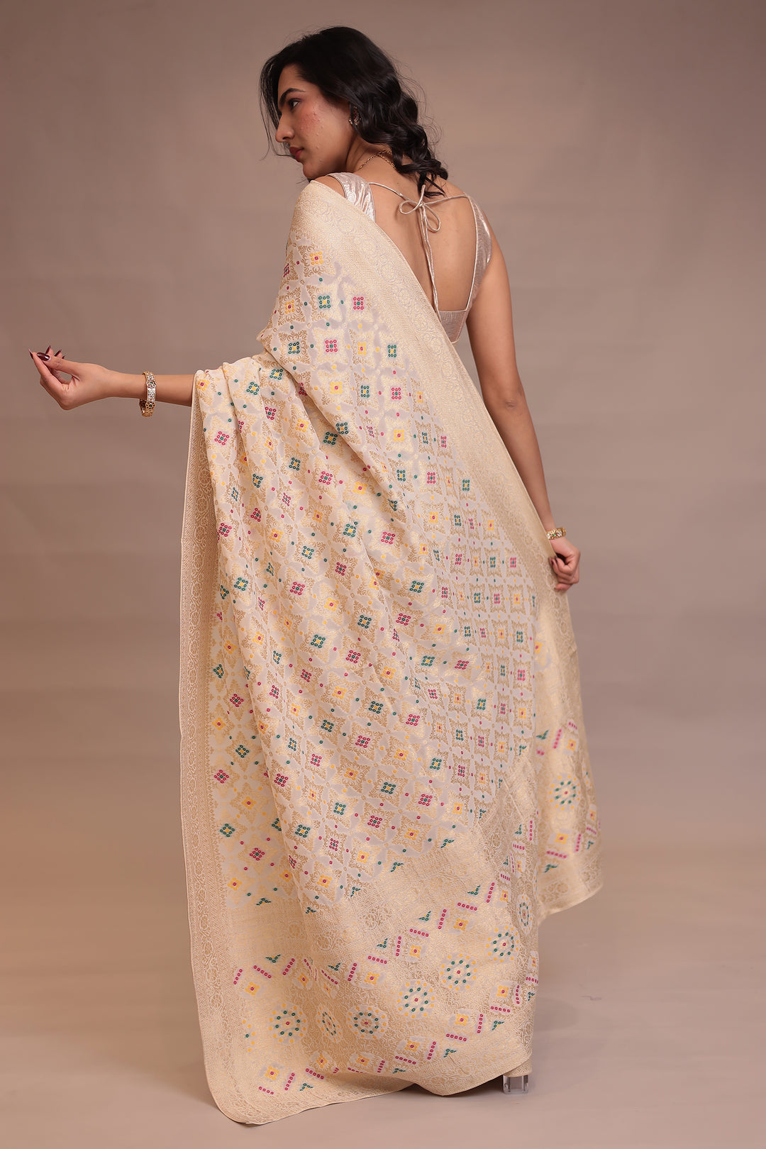 Powerloom Bandhej look Georgette Saree