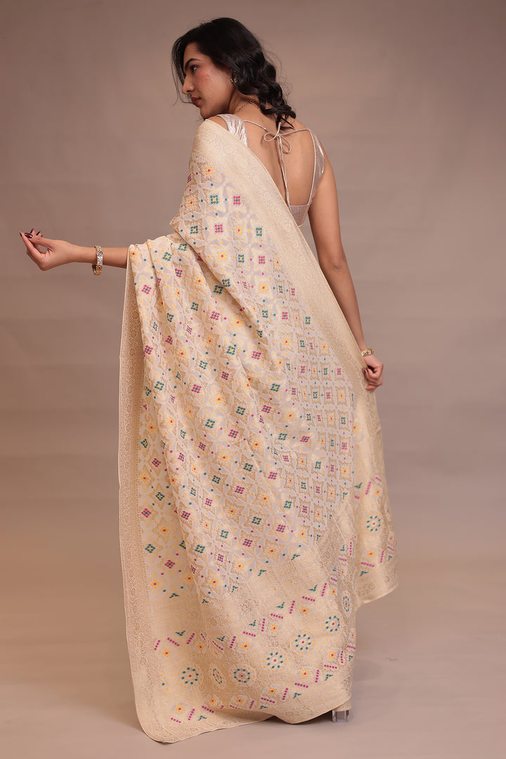 Powerloom Bandhej look Georgette Saree