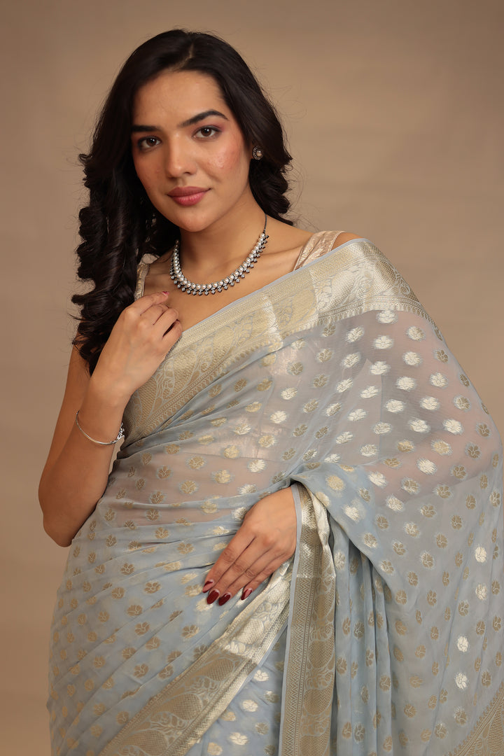 Weaving Banarasi Chiffon Saree