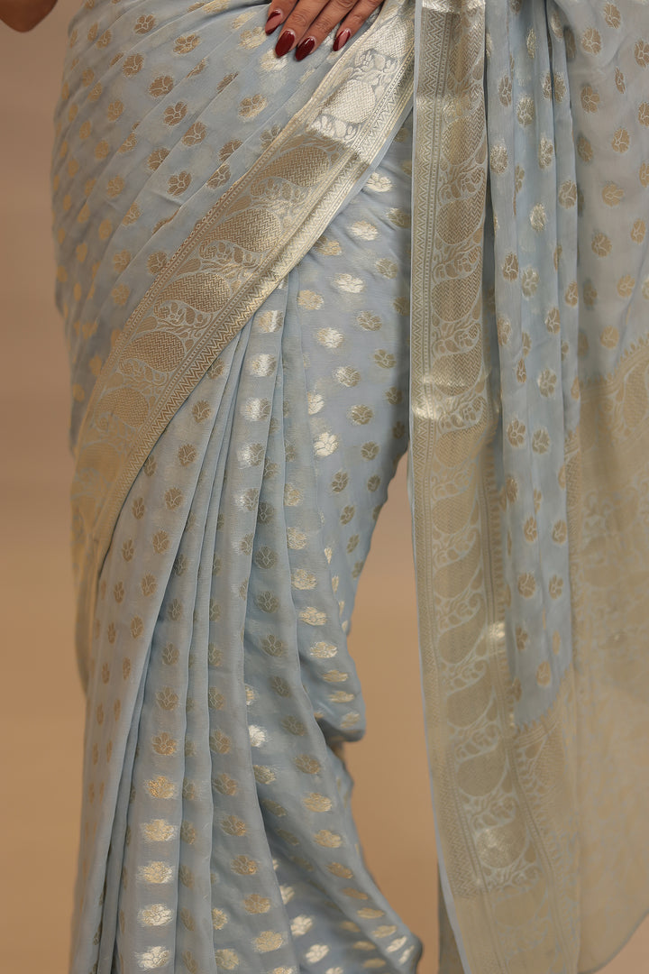 Weaving Banarasi Chiffon Saree