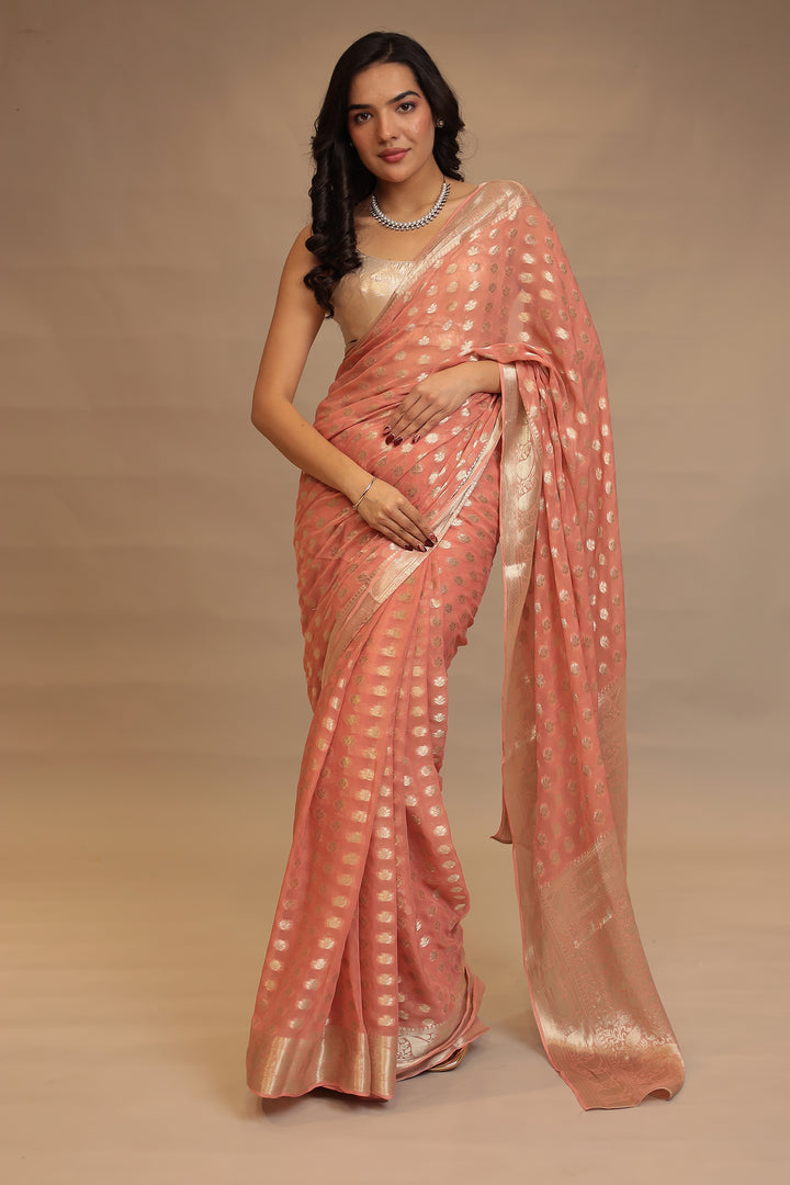 Weaving Banarasi Chiffon Saree