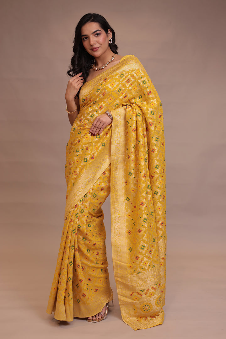 Powerloom Bandhej look Georgette Saree
