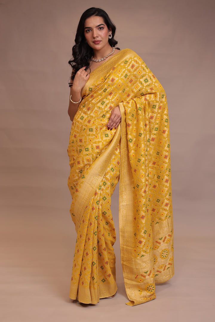 Powerloom Bandhej look Georgette Saree