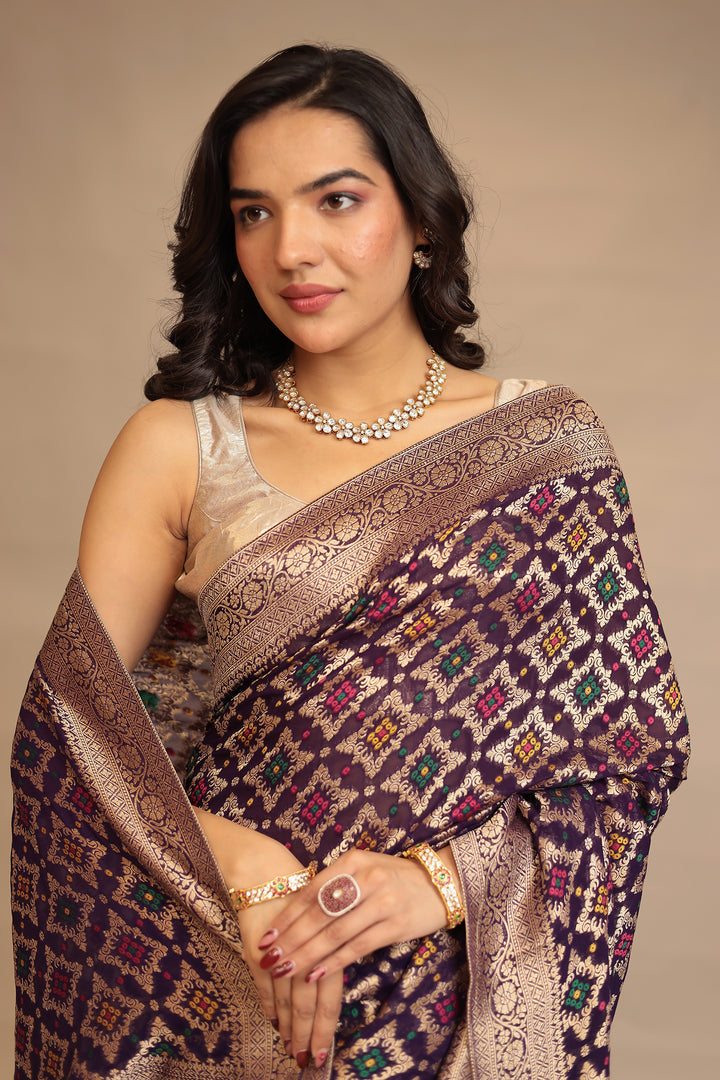 Powerloom Bandhej look Georgette Saree