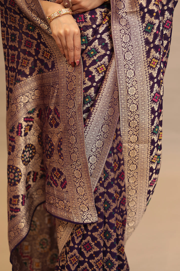 Powerloom Bandhej look Georgette Saree