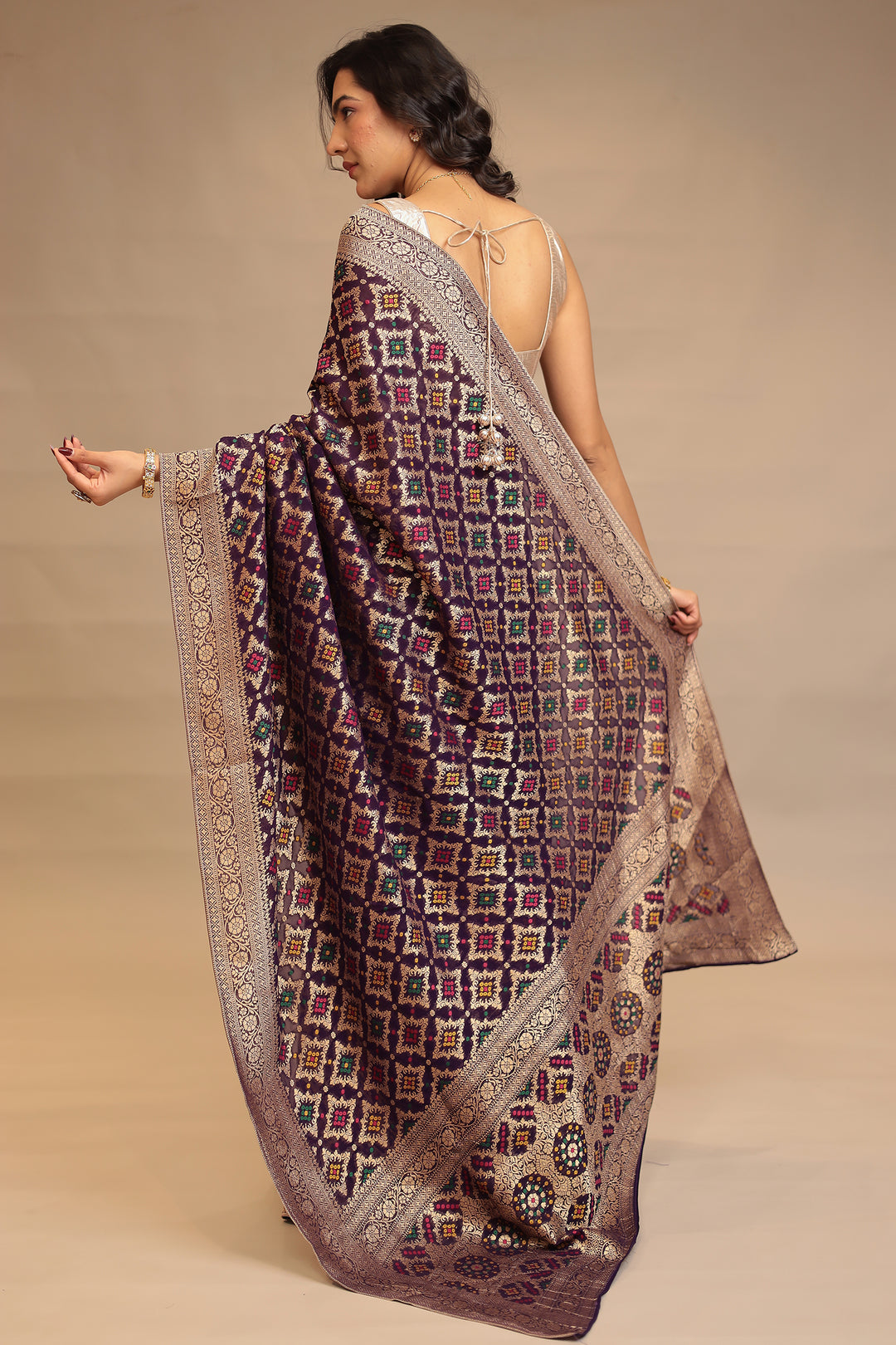 Powerloom Bandhej look Georgette Saree