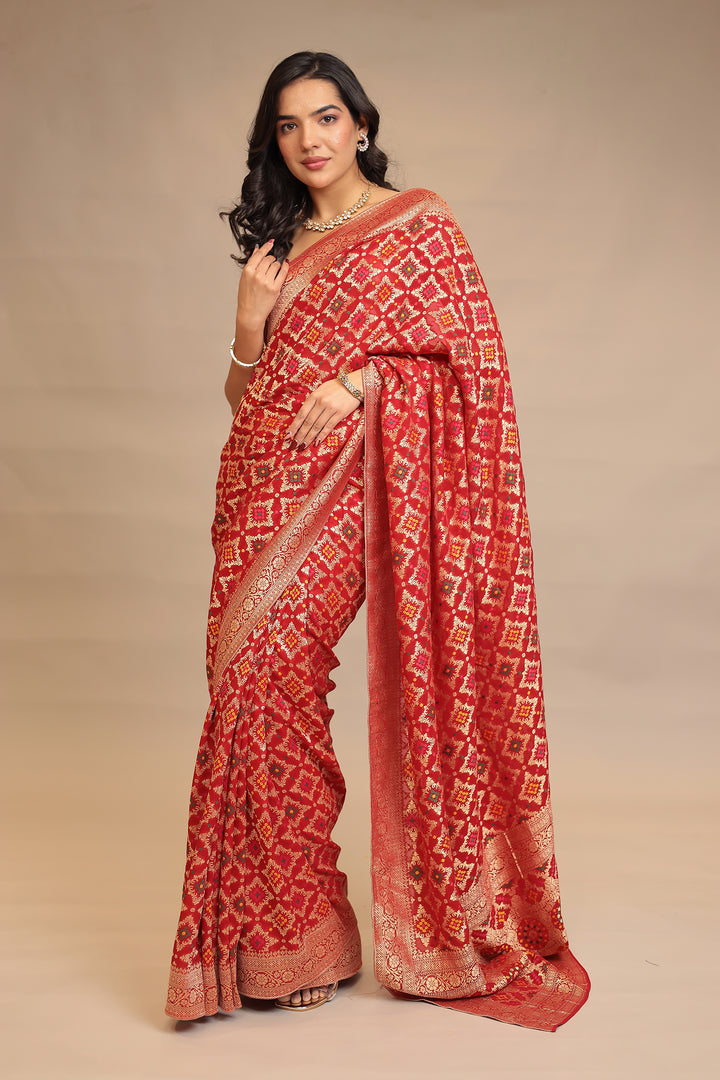 Powerloom Bandhej look Georgette  Saree