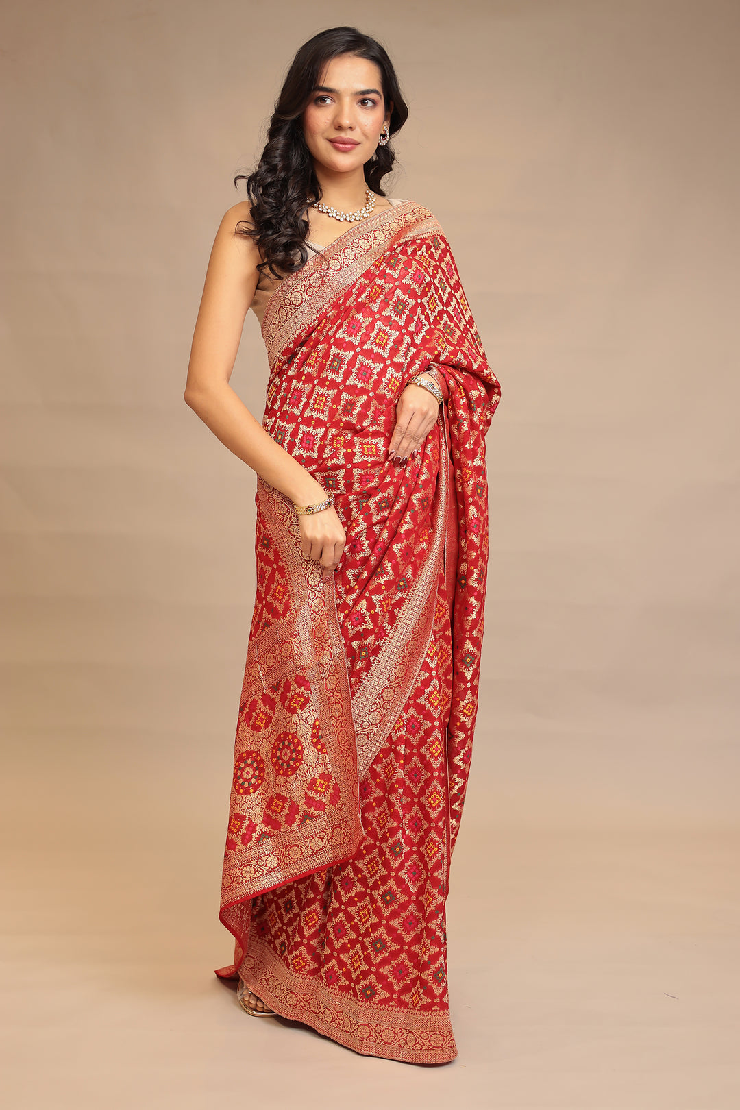 Powerloom Bandhej look Georgette  Saree