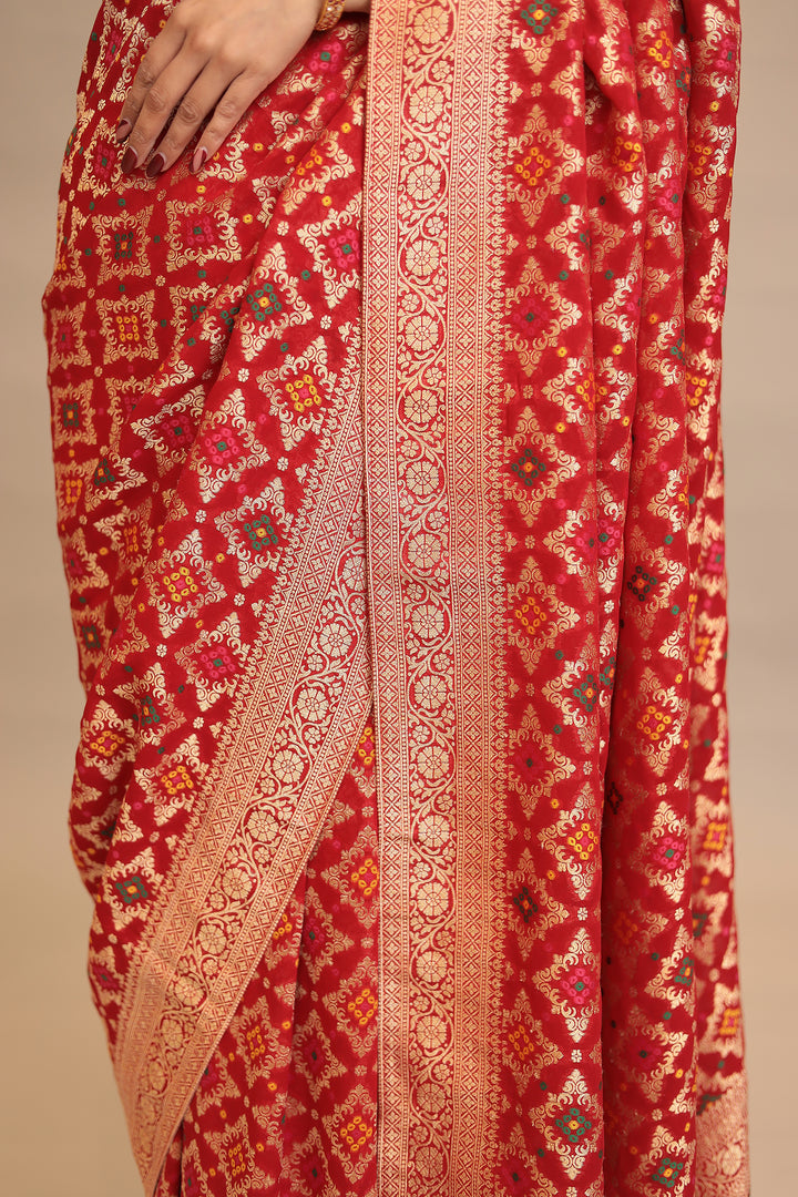 Powerloom Bandhej look Georgette  Saree