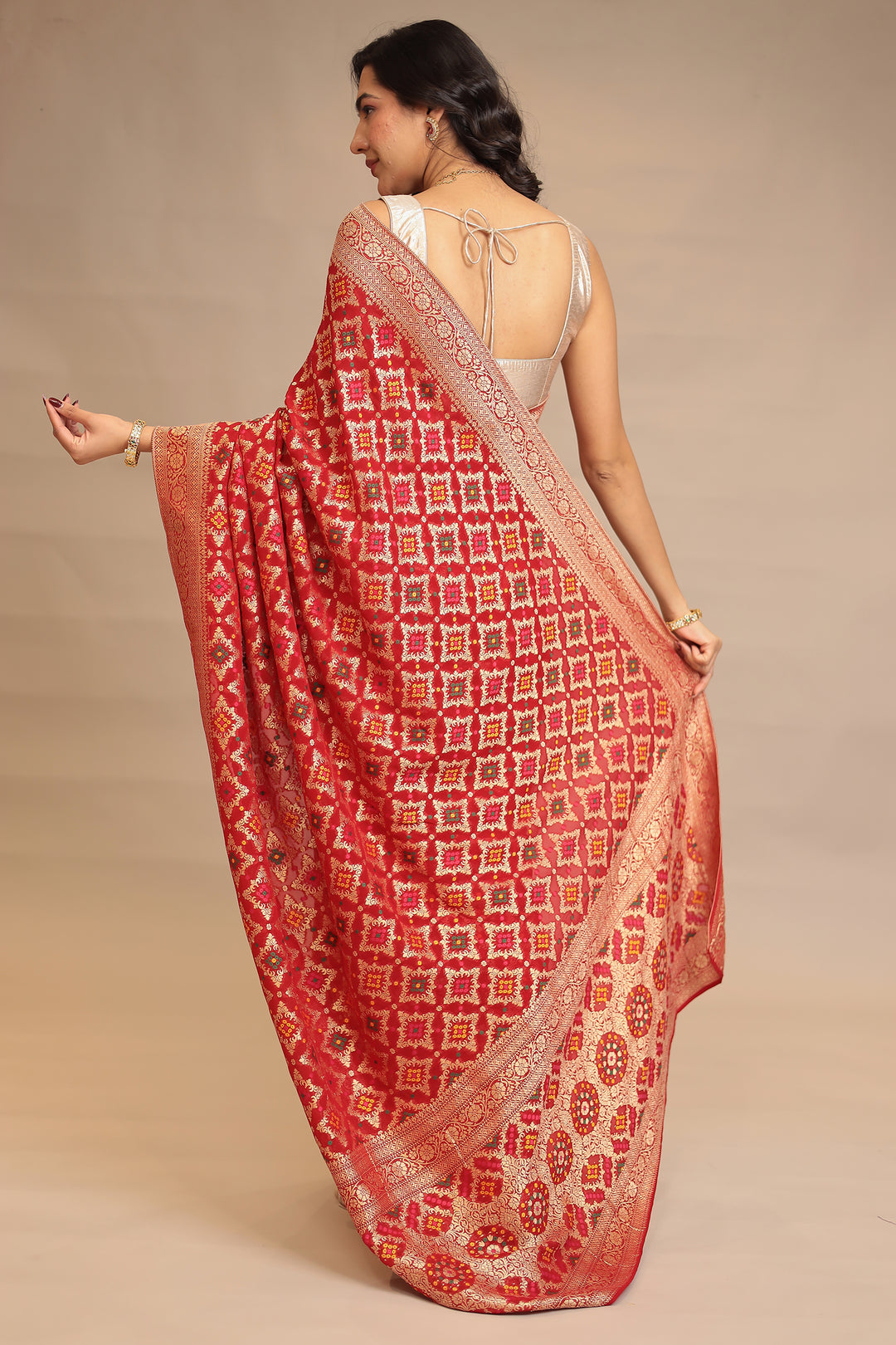 Powerloom Bandhej look Georgette  Saree