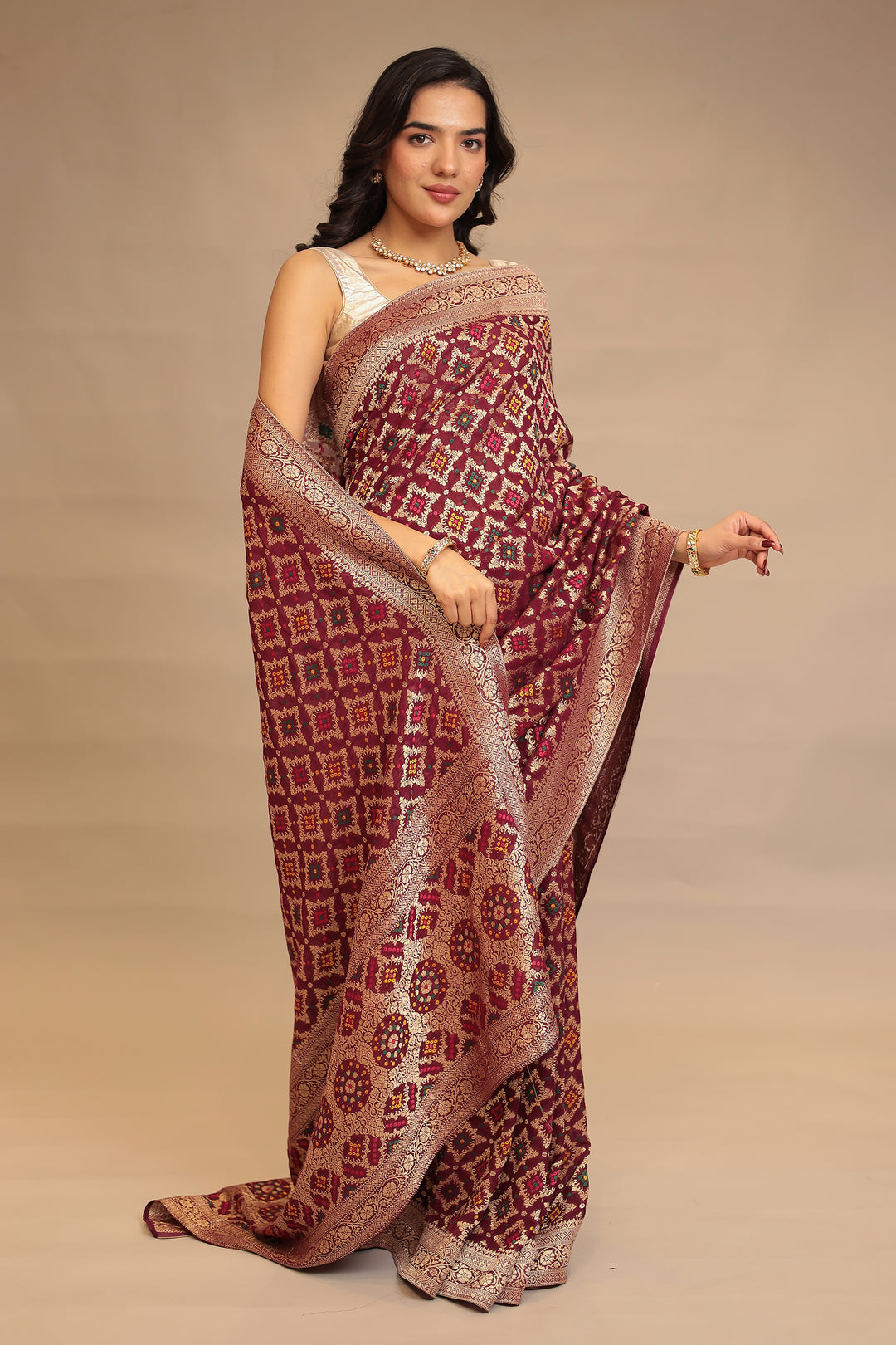 traditional brown saree online