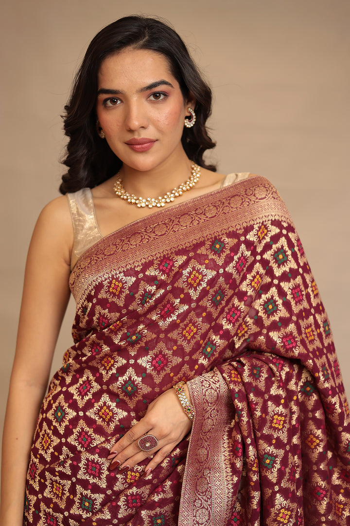 Brown Georgette Saree 