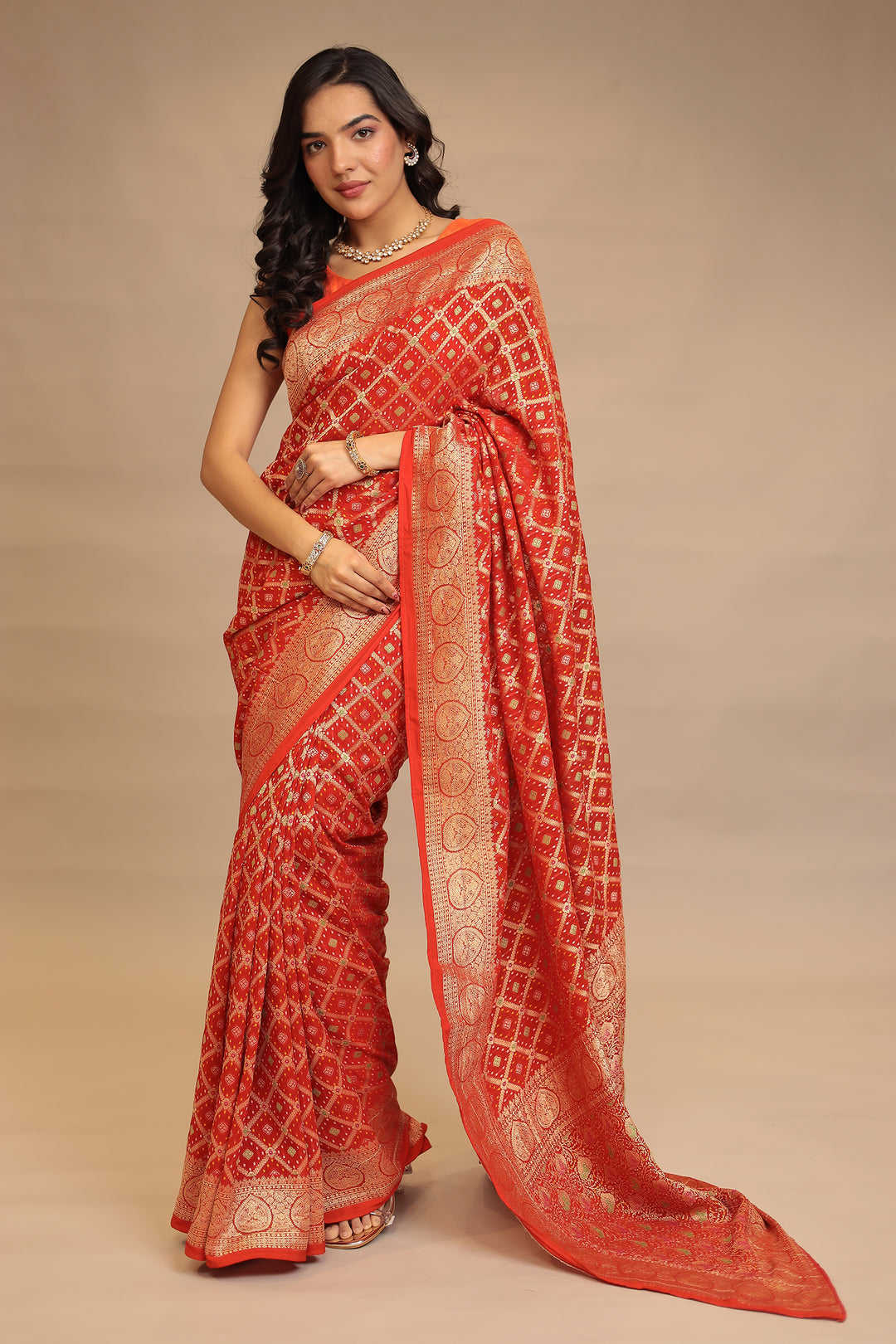 Bandhej, Power loom  Georgette  Saree