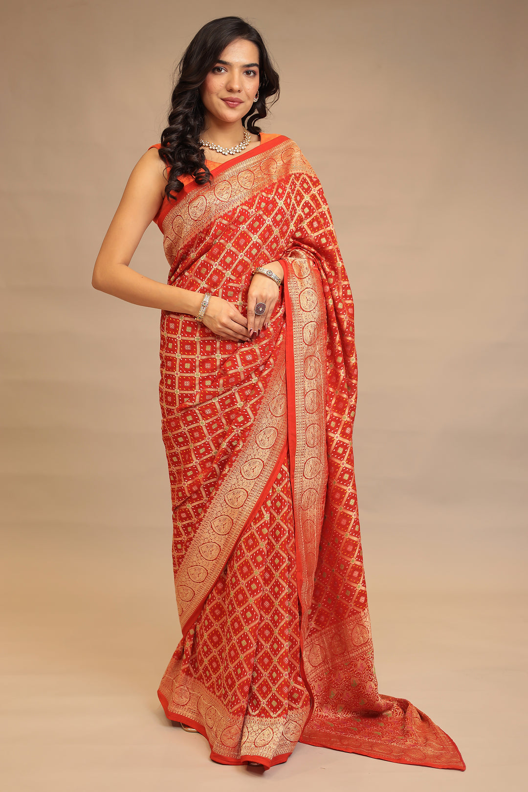 Bandhej, Power loom  Georgette  Saree
